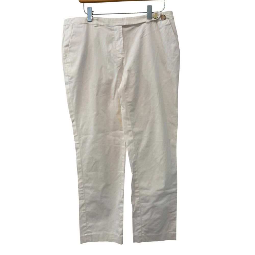 Tory Burch Tailored Cropped Cotton Pants Crisp White 8